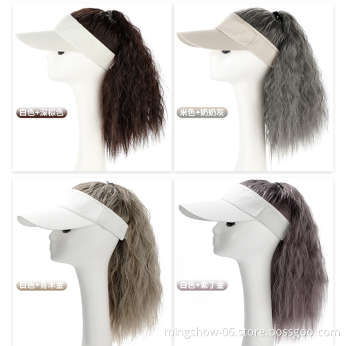 wholesale Baseball Cap with Synthetic Natural Wavy Hair Extensions Women Wig Adjustable Hats women wig baseball hat
